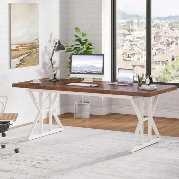 70.8 inch Executive Desk, Computer Desk Workstation, Modern Minimalist Style Laptop Desk, Home Office Furniture - Image 4