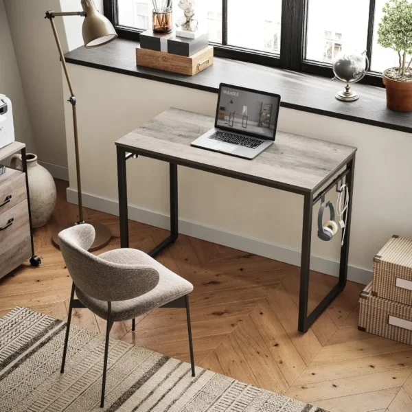 Computer Desk, Office Desk with Hooks, for Study - Image 2